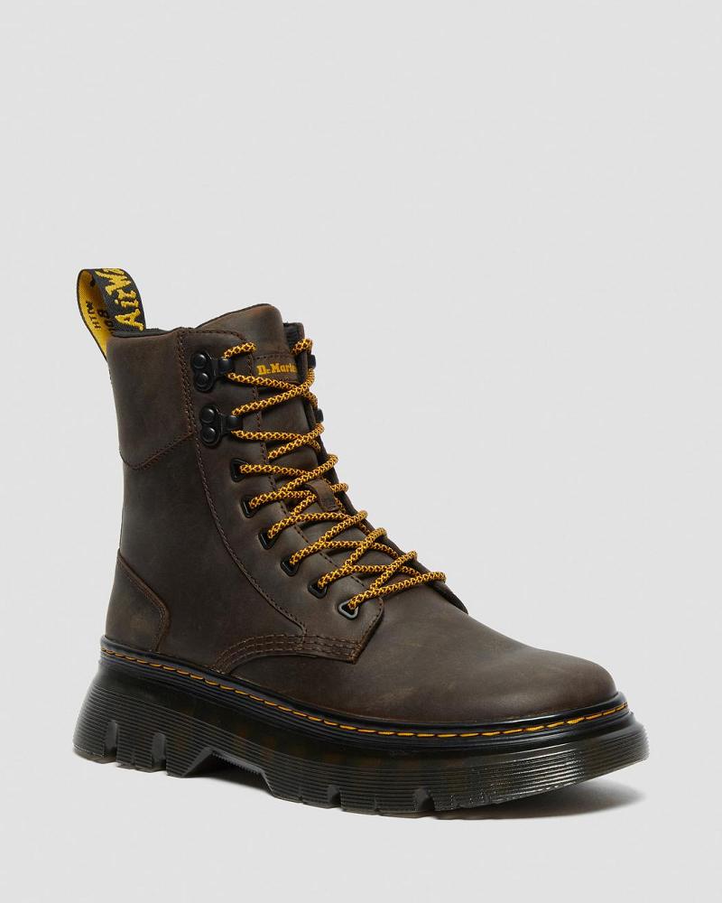 Men\'s Dr Martens Tarik Crazy Horse Leather Utility Ankle Boots Dark / Brown | AU 447ILH